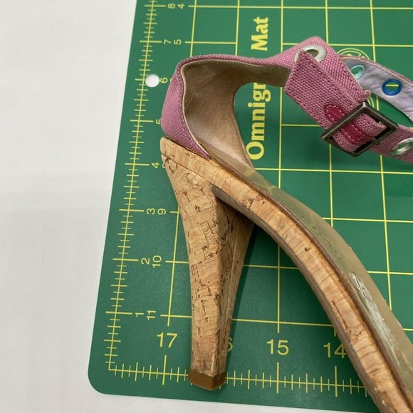 Marc Jacobs Pink Retro Cork Pumps Heels Grommet - Picture 9 of 12